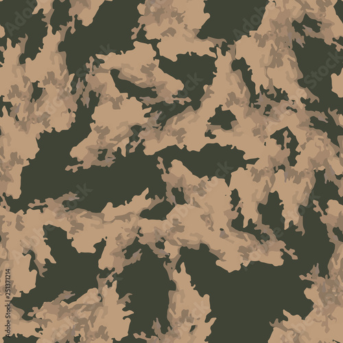 Field camouflage of various shades of green, brown and beige colors