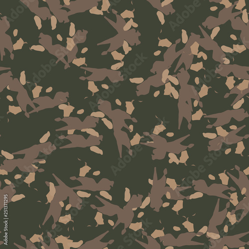 Field camouflage of various shades of green, brown and beige colors