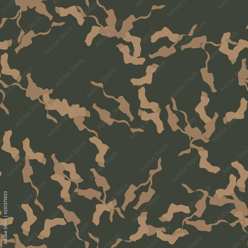 Field camouflage of various shades of green, brown and beige colors Field camouflage of various shades of green, brown and beige colors