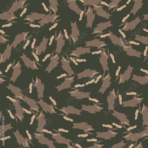 Field camouflage of various shades of green, brown and beige colors