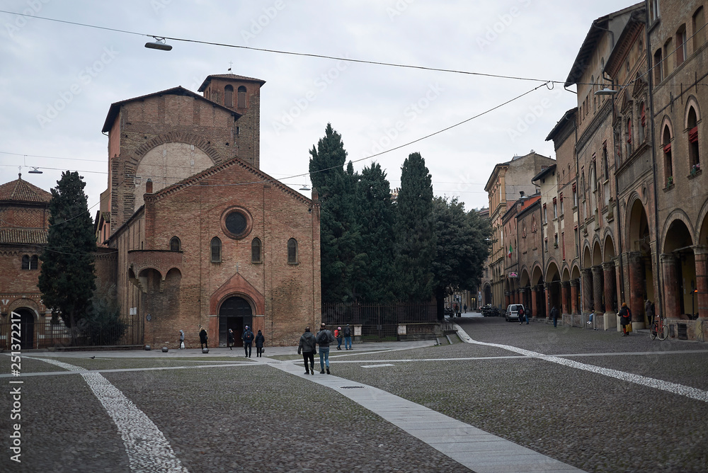 Bologna, Italy - February 02, 2019 : View of Santo Stefano Basilica