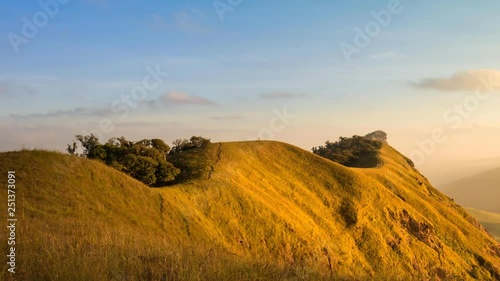 Golden Mountain landscape time lapse during dusk time, Doi Monjong, Chiangmai, Thailand photo