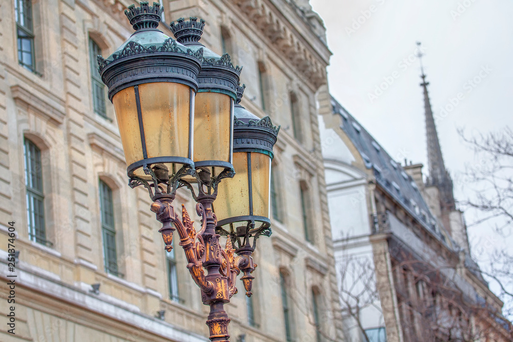 street design with beautiful lamps in Paris street design with beautiful lamps in Paris
