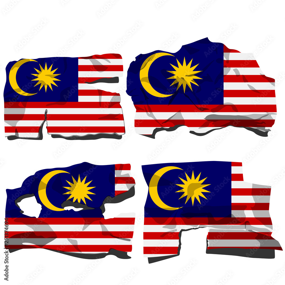 Set with the image of the flag of Malaysia. Vector. Set with the image of the flag of Malaysia. Vector.