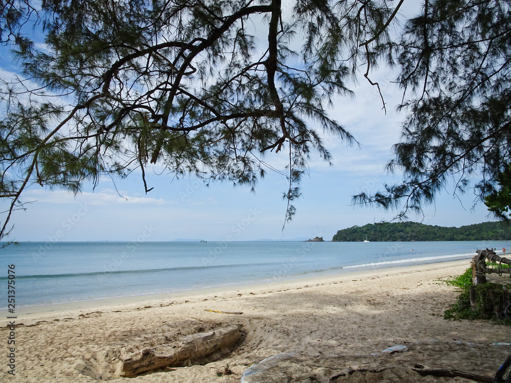 Beautiful coast with azure sea and white sand, Blue sky with cirrus clouds, Thailand. Beautiful coast with azure sea and white sand, Blue sky with cirrus clouds, Thailand.