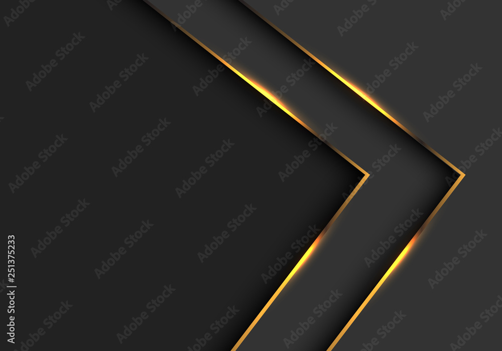 Abstract grey arrow gold line with black blank space design modern ...