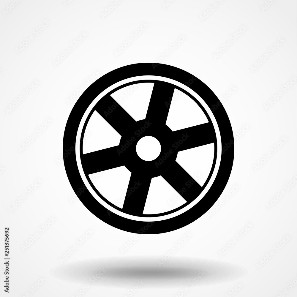 Obraz premium Wheel Icon Isolated on White Background. Black silhouette