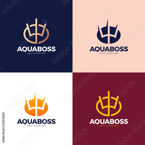 Logo design elements Ukraine. Vector object for labels, badges, logos and other. Logotype element for template. Circular Trident logo design inspiration