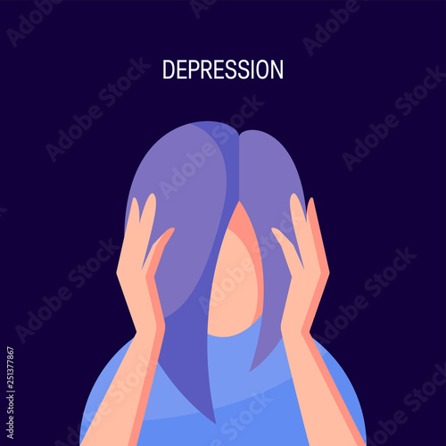 Depression vector concept in simple flat style