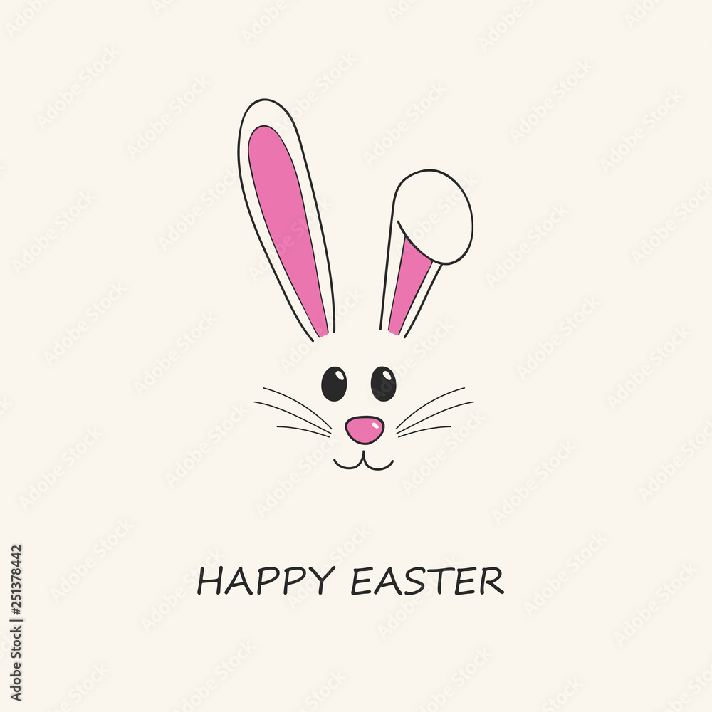 Fototapeta premium Cute Easter bunny with greeting. Vector