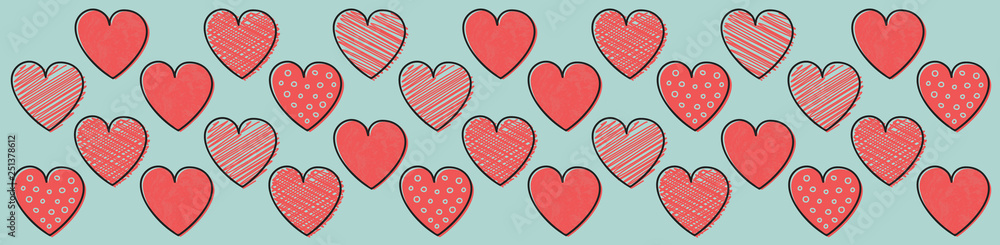 Love concept with hand drawn hearts. Mother's Day, Women's Day and Valentine's Day. Vector