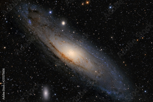 Andromeda Galaxy  M31  and its satellite galaxies  M32 and M110  in Andromeda constellation