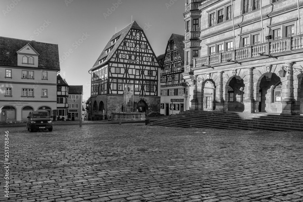 Rothenburg ob der Tauber, Germany - 18 February 2019: The streets of Rothenburg