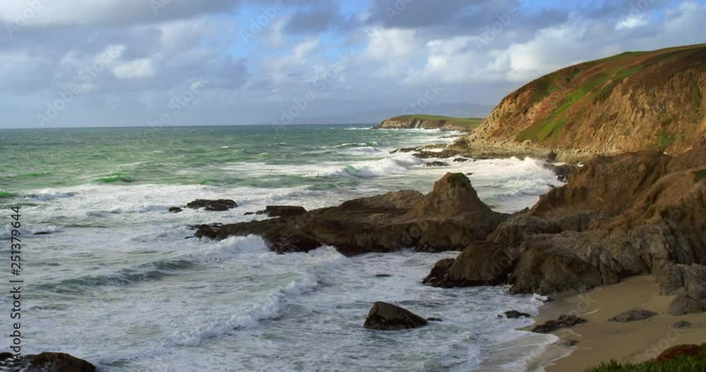 Super slow motion Waves crashing on the beach in Northern California Super slow motion Waves crashing on the beach in Northern California