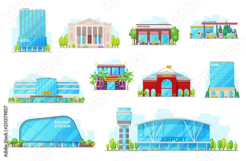 Commercial and urban buildings icons