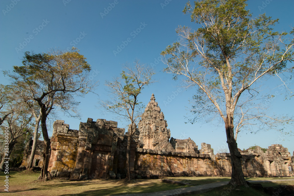 Old stone castle in Khmer period in Thailand
