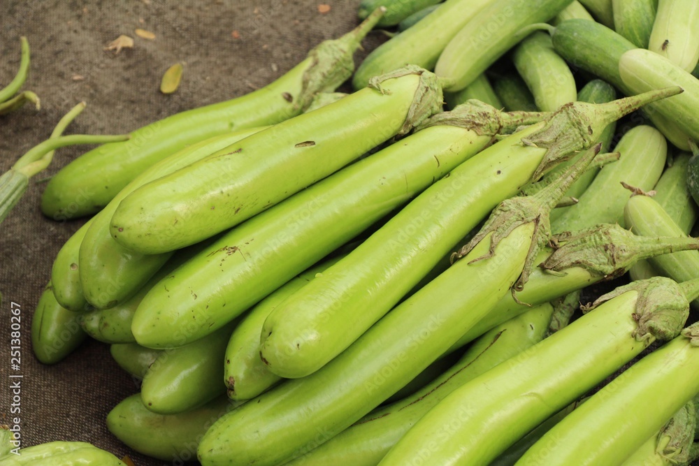 Fresh eggplant green organic at street food Fresh eggplant green organic at street food