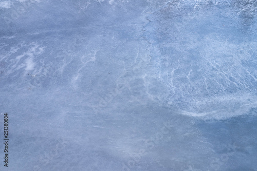 Textures blue ice. Ice rink. Winter background. Overhead view at the in front of the Summer palace.
