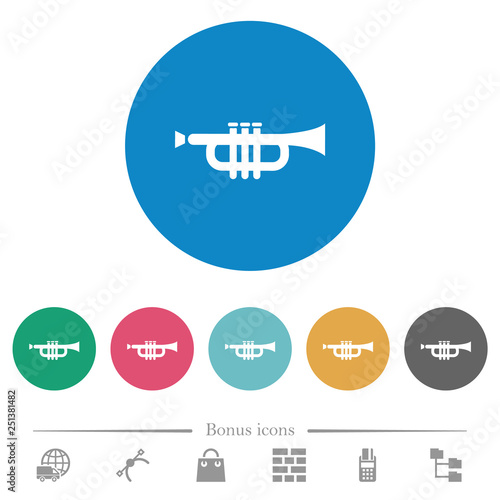 Trumpet flat round icons photo