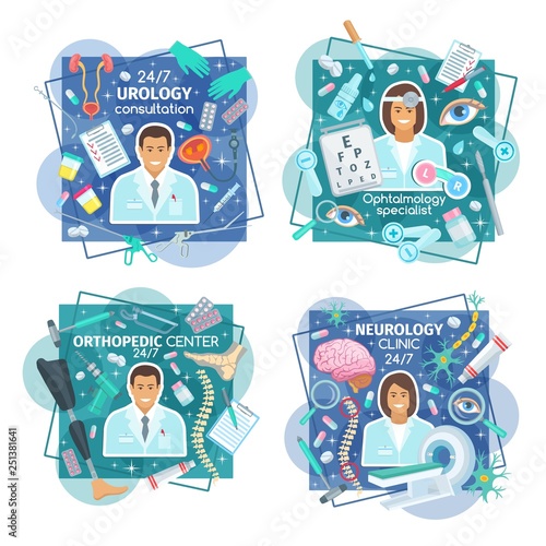 Urology, neurology and orthopedic clinic doctors
