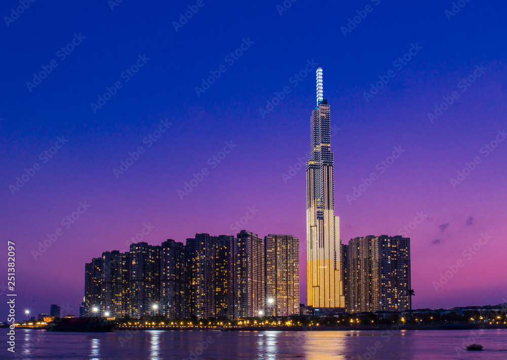 Obraz premium Landmark 81 is a super-tall skyscraper in Ho Chi Minh City, Vietnam. Landmark 81 is the tallest building in Vietnam and the 14th tallest building in the world