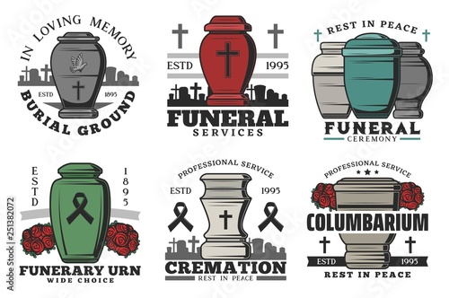 Funeral service, funerary urn columbarium