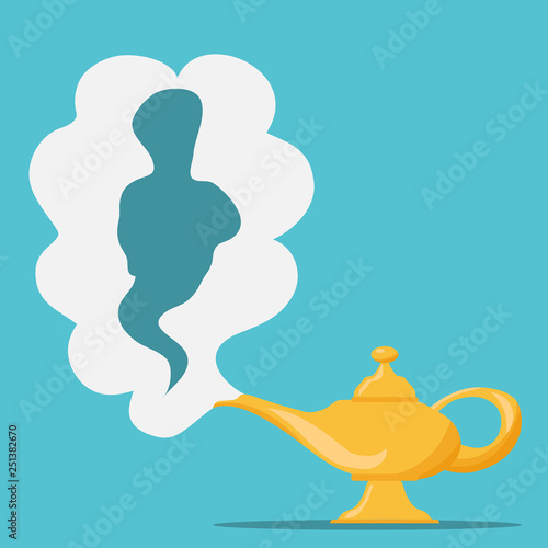 Moderator Geneigd zijn Memo Aladdin's Magic Lamp. Vector genie magic aladdin lamp with white smoke as a  copy-space. Alladin golden lantern on blue background. Stock Vector | Adobe  Stock