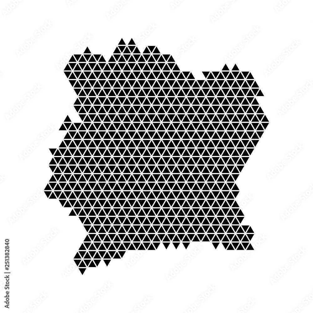 Ivory Coast map abstract schematic from black triangles repeating pattern geometric background with nodes. Vector illustration.