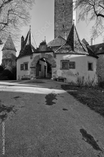 Rothenburg ob der Tauber, Germany - 18 February 2019: The streets of Rothenburg