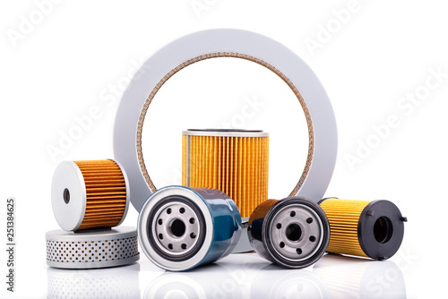 Foto Auto parts accessories :  Oil , fuel or air filter for engine car  isolated on white background
