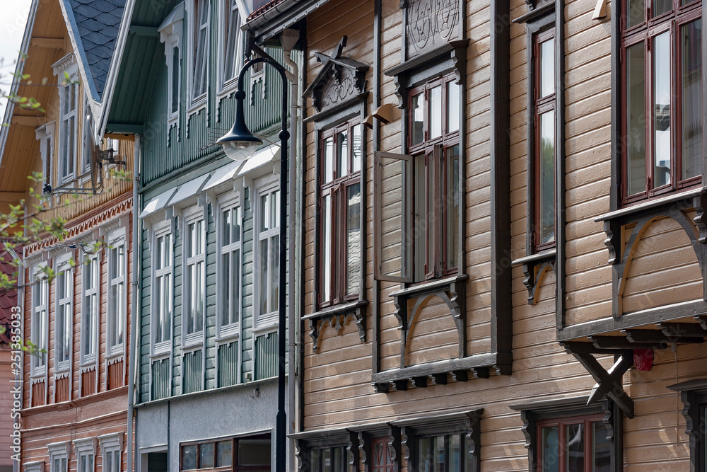 Fototapeta premium wooden houses in Egersund downtown, south Norway