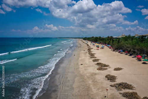 Garbage on the Kuta beach  Bali  Indonesia. Rain season. Aerial viewBunch of trash on the Kuta beach  Bali  Indonesia. Rain season. Aerial view