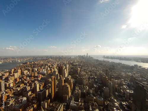 a pano of lot of skyscrapers in NY city , shoots from Empire State building , Manhattan 