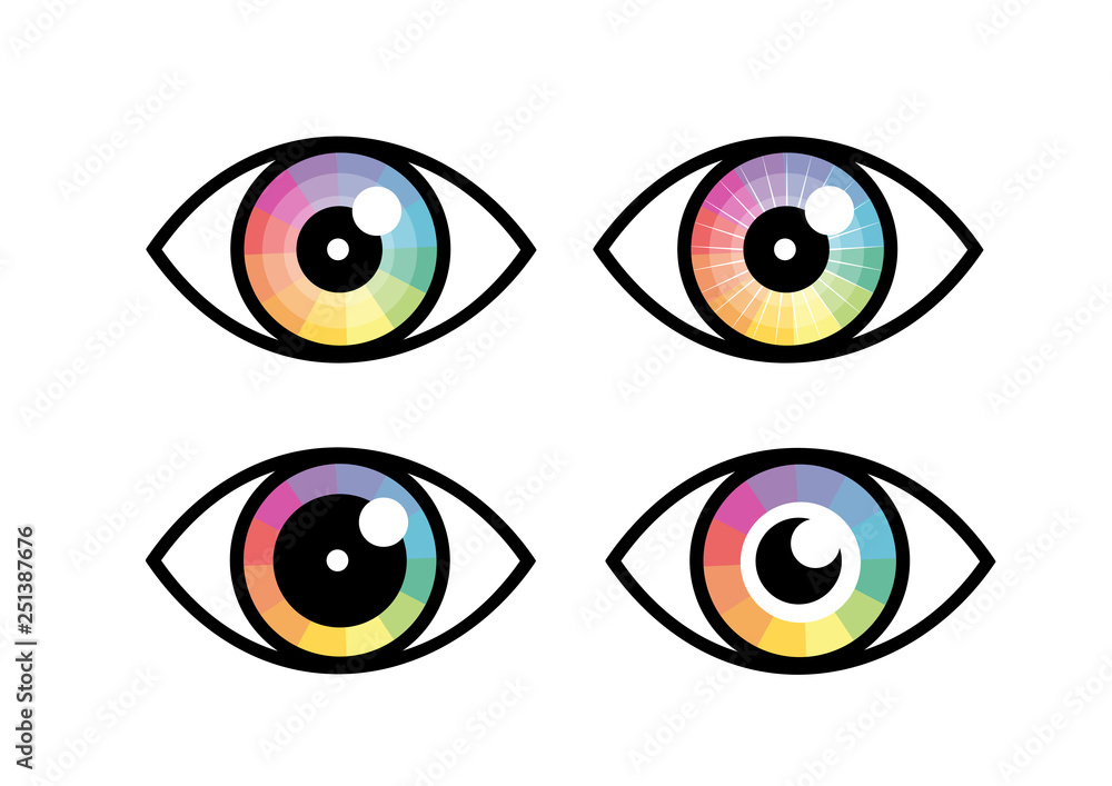 Eye icon - eye symbol. flat eye sign vector. colorful eye icons Eye icon - eye symbol. flat eye sign vector. colorful eye icons