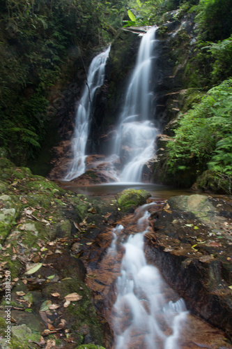 Beautiful waterfalls on the hilltop in the forest of Thailand