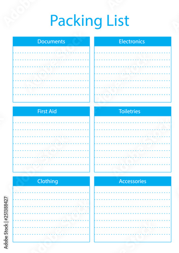 Packing list printable.