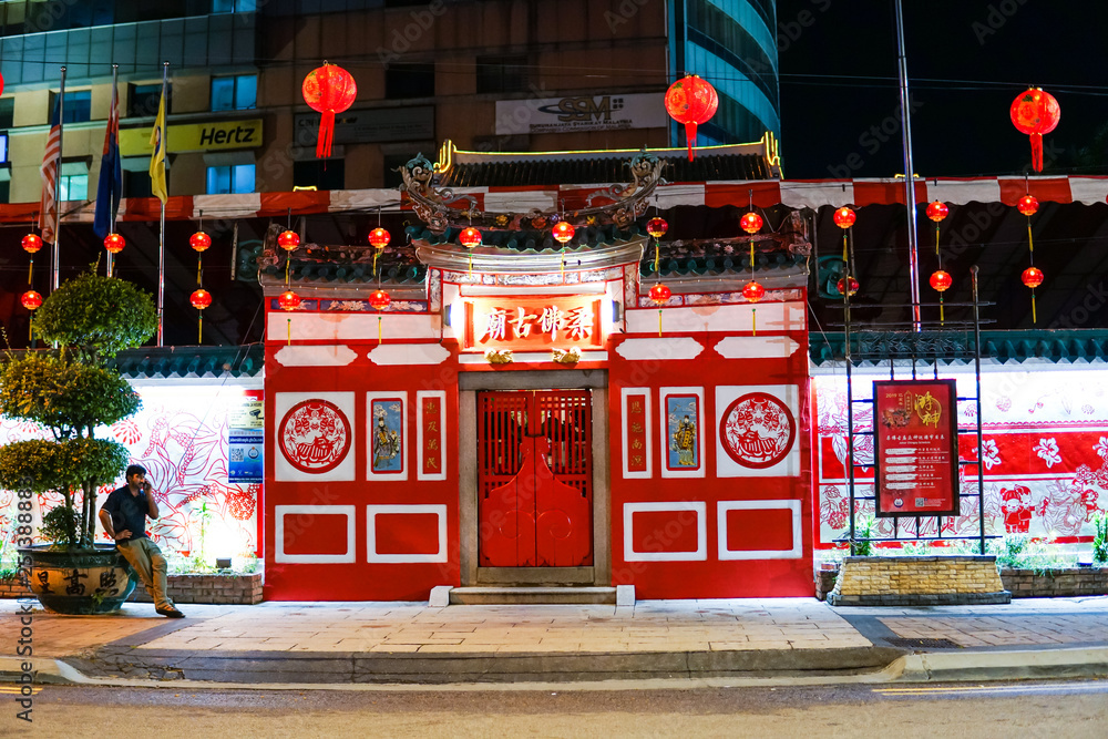 Fototapeta premium Johor Bahru,Malaysia - February 2019 : The Old Temple of Johor Bahru during chinese new year 2019.