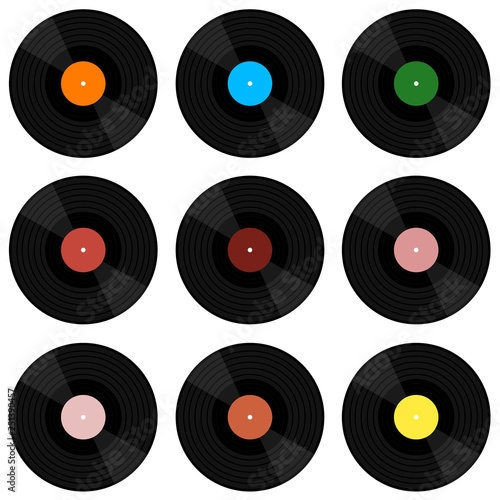 Vinyl music record. Vector illustration of a vinyl record. Retro vinyl disk. Vector illustration.
