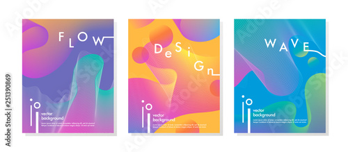Set of trendy neon posters with flowing liquid shapes and geometric elements.Dynamic 3D fluid shapes.Bright abstract layouts perfect for prints,flyers,banners,covers,parties,social media and more.