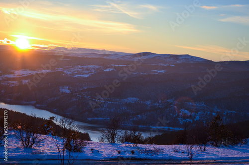 sunset in mountains