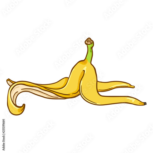 Vector Cartoon Yellow Banana Peel