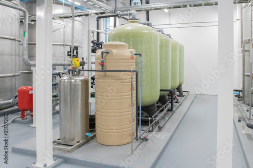 Canvastavla Typical installation of softener water tank with mixixed chemical and salt water