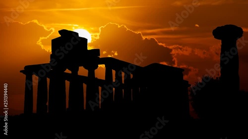 The Valley of the Temples or Valle dei Templi at Sunset, archaeological site in Agrigento, one of the most outstanding examples of Greater Greece art and architecture, Sicily, Italy photo