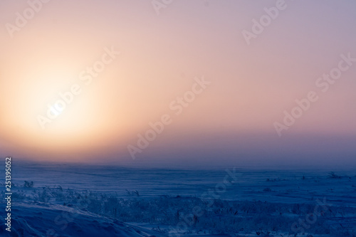 landscape of the southern Urals in winter Orenburg region