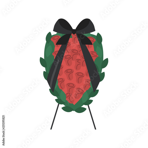 Funeral wreath color vector icon. Flat design