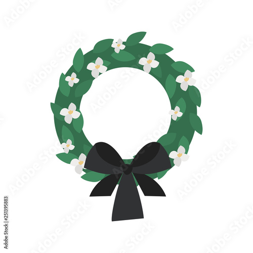Funeral wreath color vector icon. Flat design