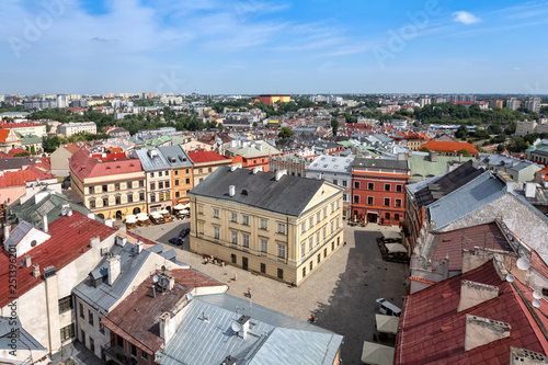 Lublin, Poland. Aerial view of The Old Town Market Square