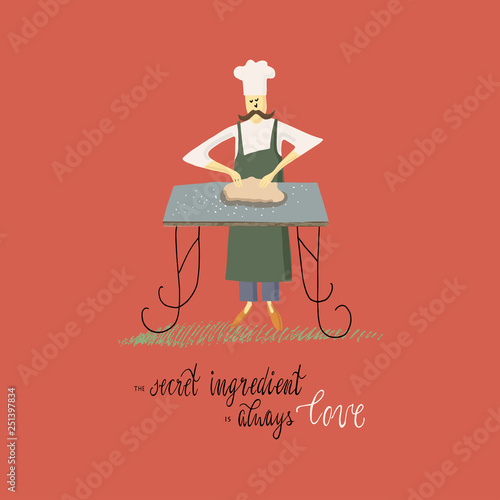 The chef prepares the dough for baking.