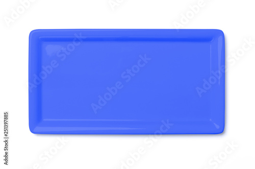 Empty blue violet plate isolated on white ,clipping path
