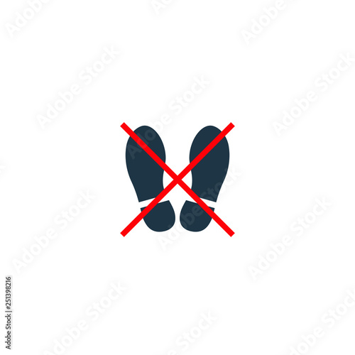 No Foot prints sign. Vector isolated simple icon